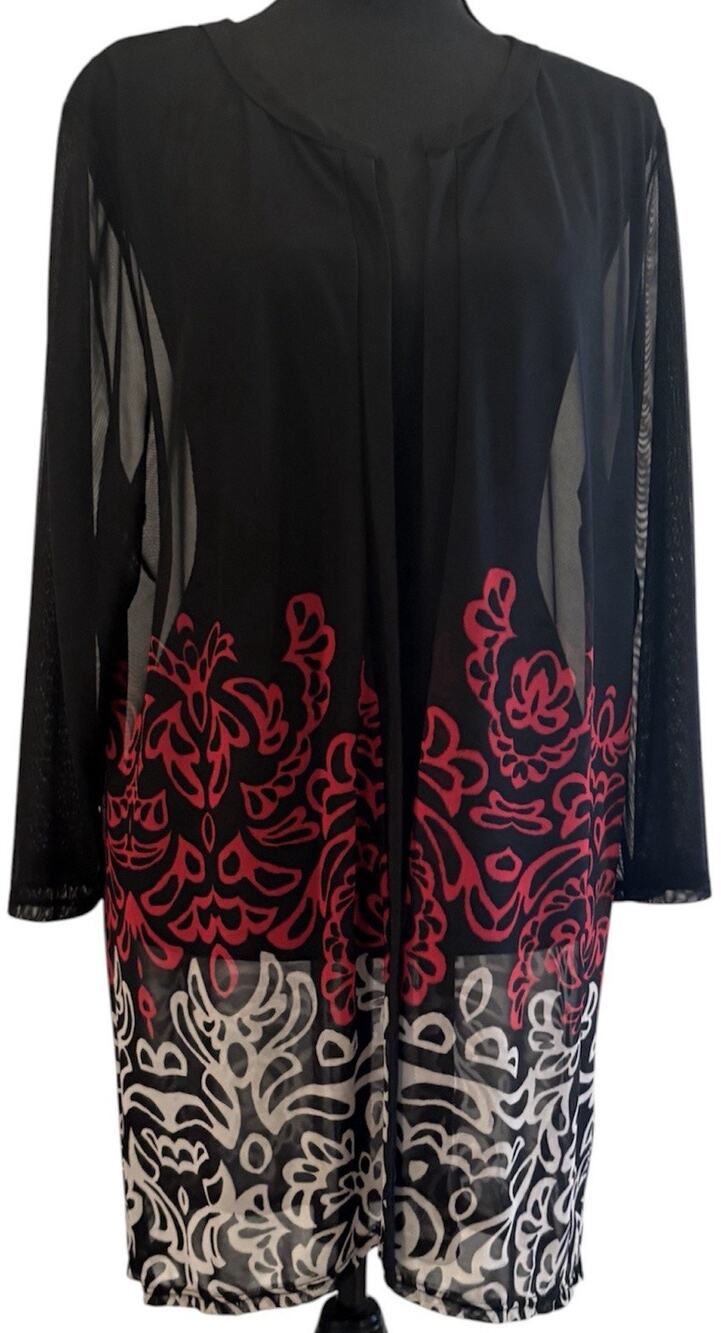 Chico’s Travelers Black Open Mesh Cardigan Size 3 (XL)